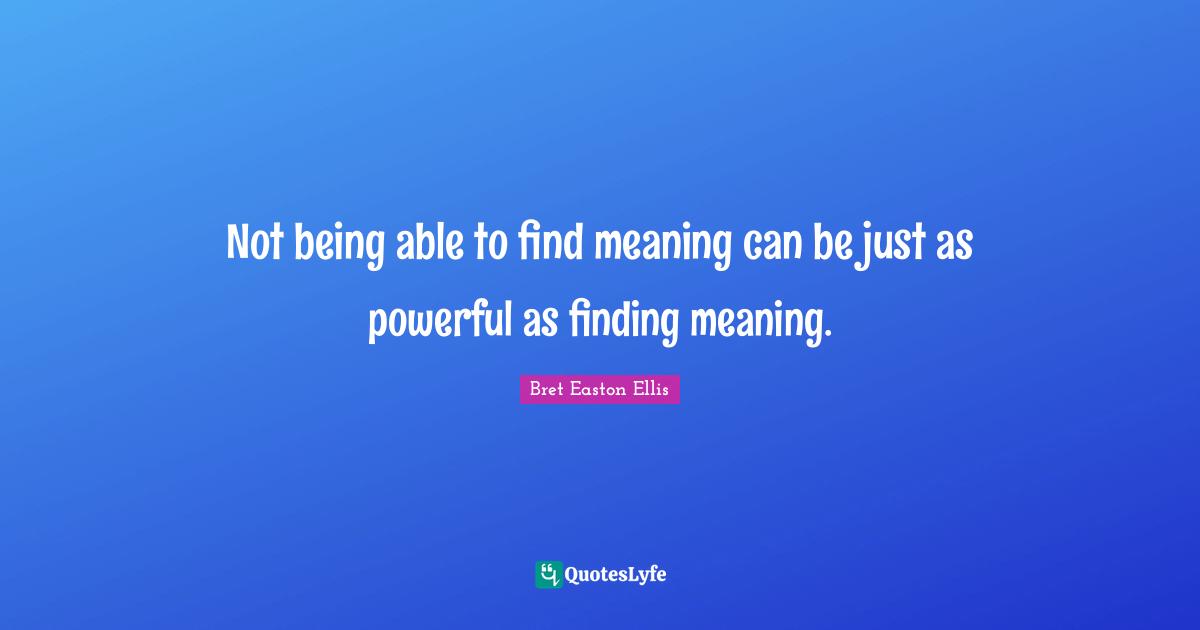 Not being able to find meaning can be just as powerful as finding meaning.