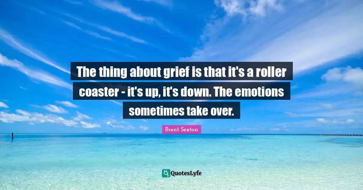 The thing about grief is that it's a roller coaster - it's up, it's down. The emotions sometimes take over.