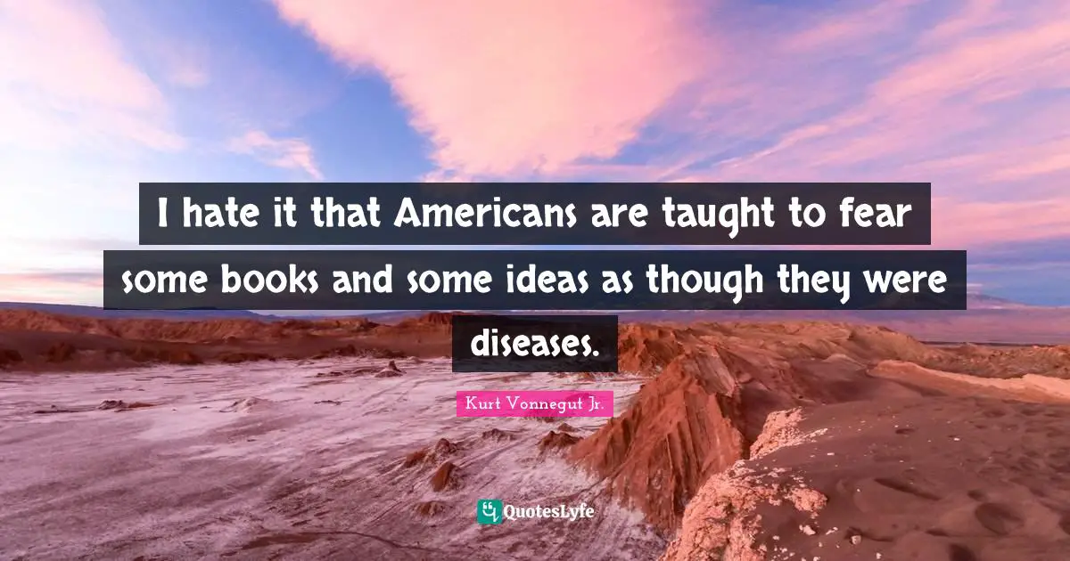 I hate it that Americans are taught to fear some books and some ideas as though they were diseases.