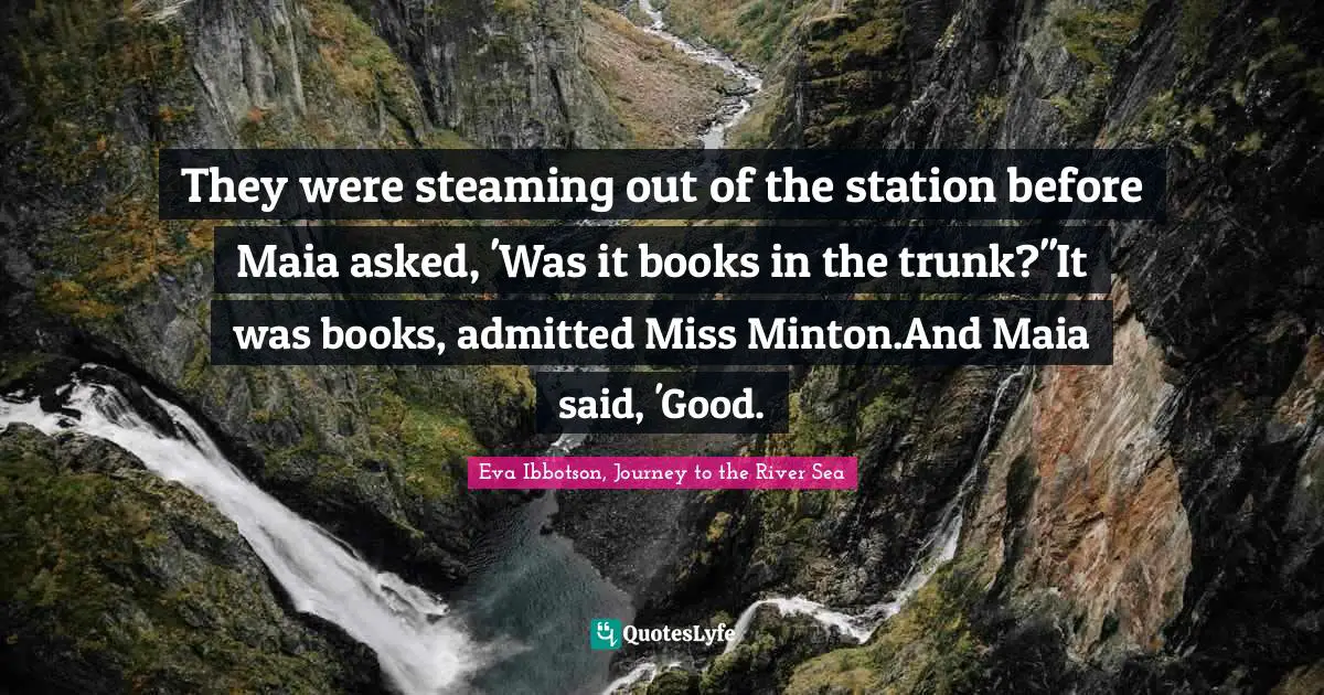 They were steaming out of the station before Maia asked, 'Was it books in the trunk?''It was books, admitted Miss Minton.And Maia said, 'Good.