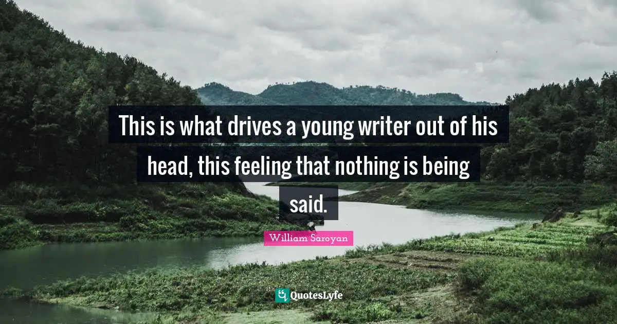 This is what drives a young writer out of his head, this feeling that nothing is being said.