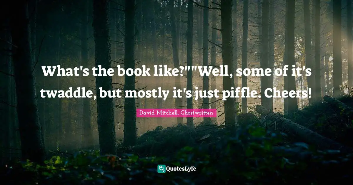 What's the book like?""Well, some of it's twaddle, but mostly it's just piffle. Cheers!