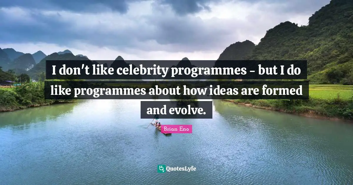 Programmes Quotes: "I don't like celebrity programmes - but I do like programmes about how ideas are formed and evolve."