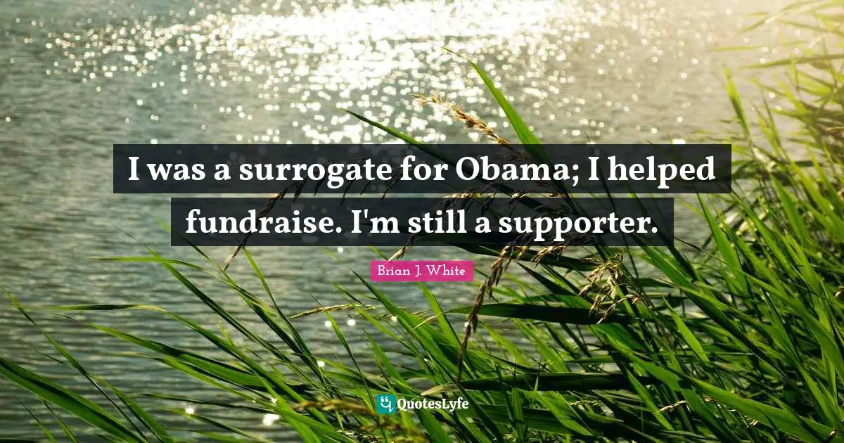 I was a surrogate for Obama; I helped fundraise. I'm still a supporter.