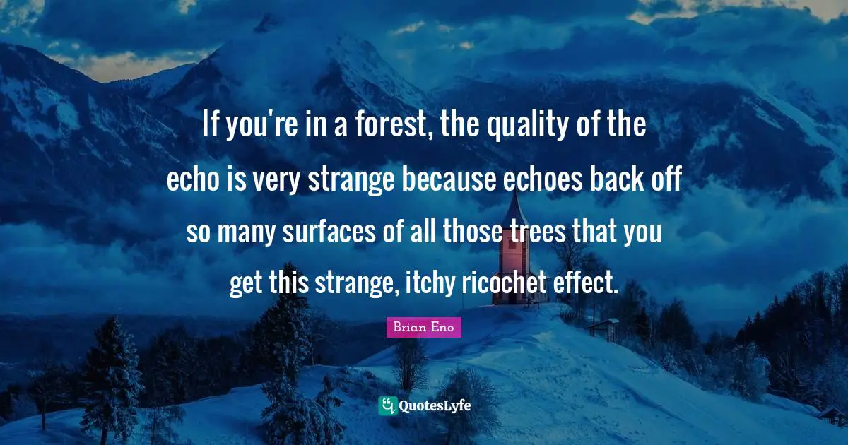 If you're in a forest, the quality of the echo is very strange because echoes back off so many surfaces of all those trees that you get this strange, itchy ricochet effect.