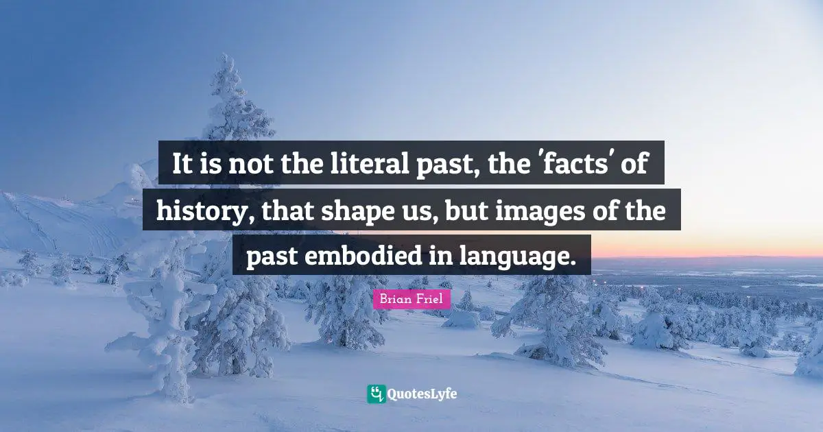 It is not the literal past, the 'facts' of history, that shape us, but images of the past embodied in language.
