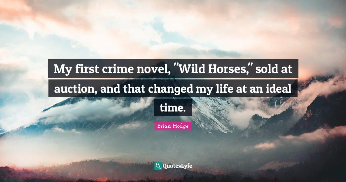 My first crime novel, "Wild Horses," sold at auction, and that changed my life at an ideal time.