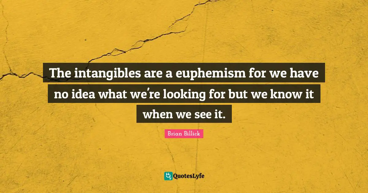 The intangibles are a euphemism for we have no idea what we're looking for but we know it when we see it.