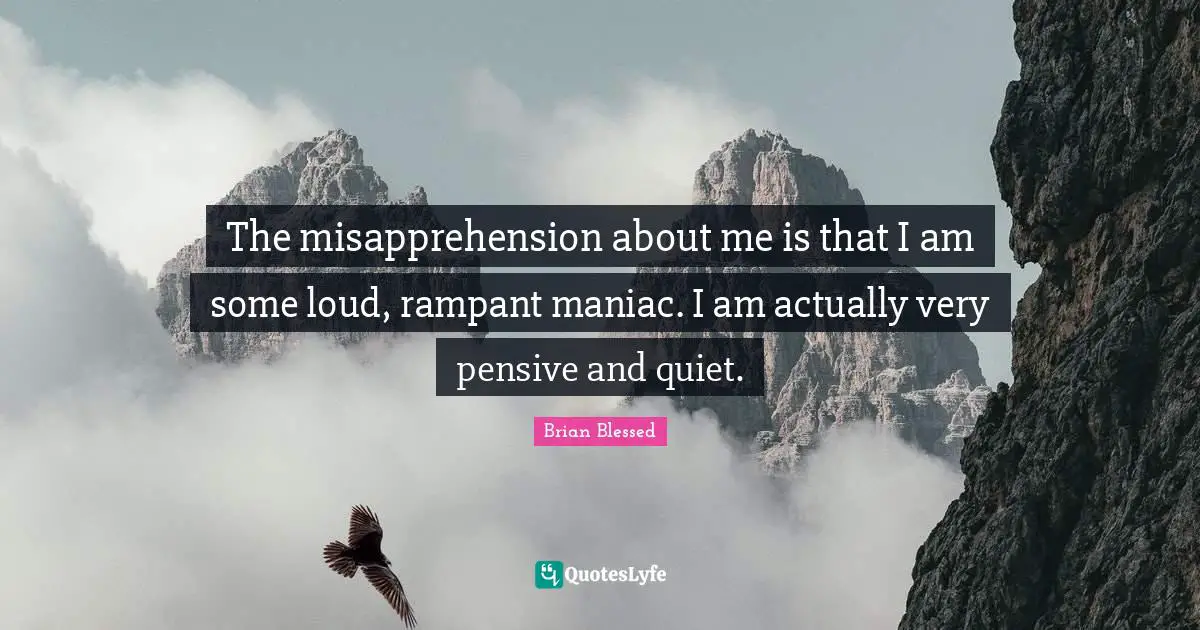 Brian Blessed Quotes: "The misapprehension about me is that I am some loud, rampant maniac. I am actually very pensive and quiet."