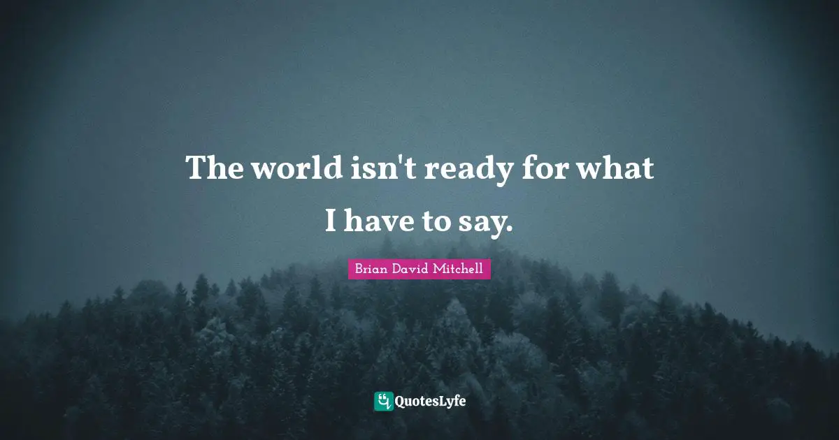 David Mitchell Quotes: "The world isn't ready for what I have to say."
