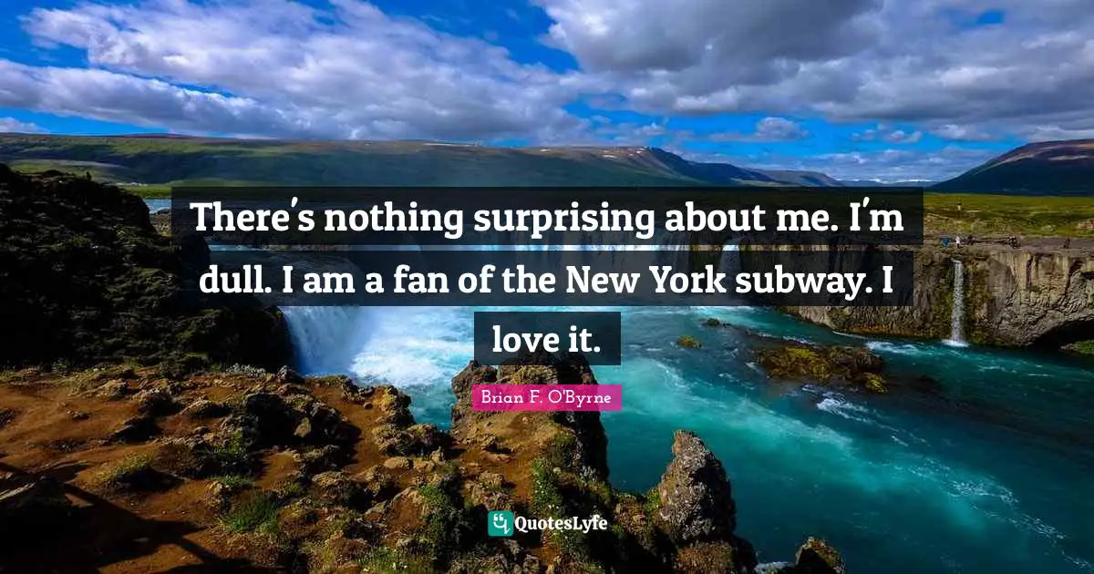 There's nothing surprising about me. I'm dull. I am a fan of the New York subway. I love it.