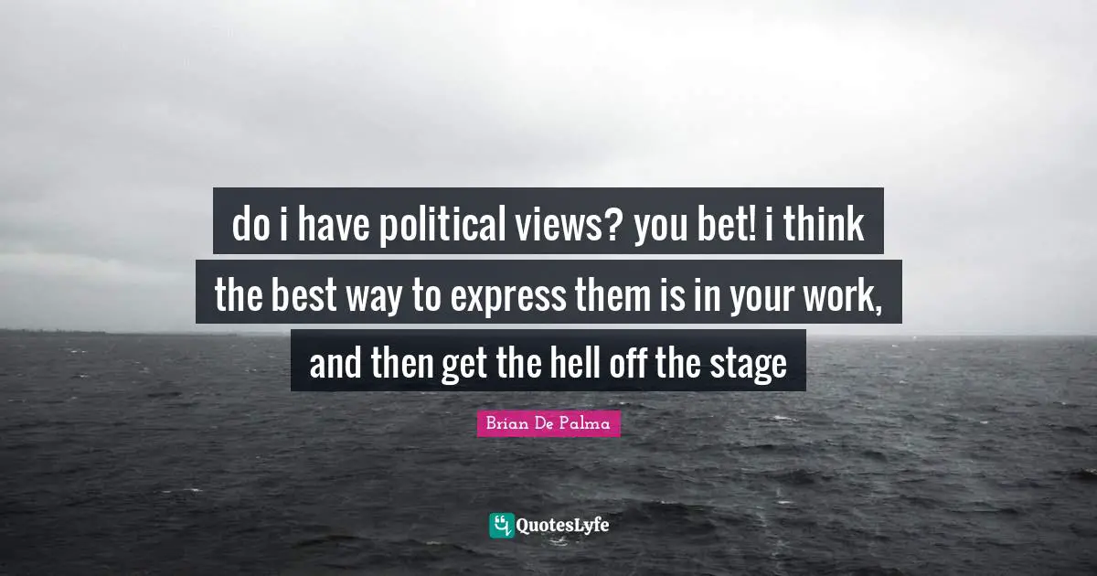 do i have political views? you bet! i think the best way to express them is in your work, and then get the hell off the stage