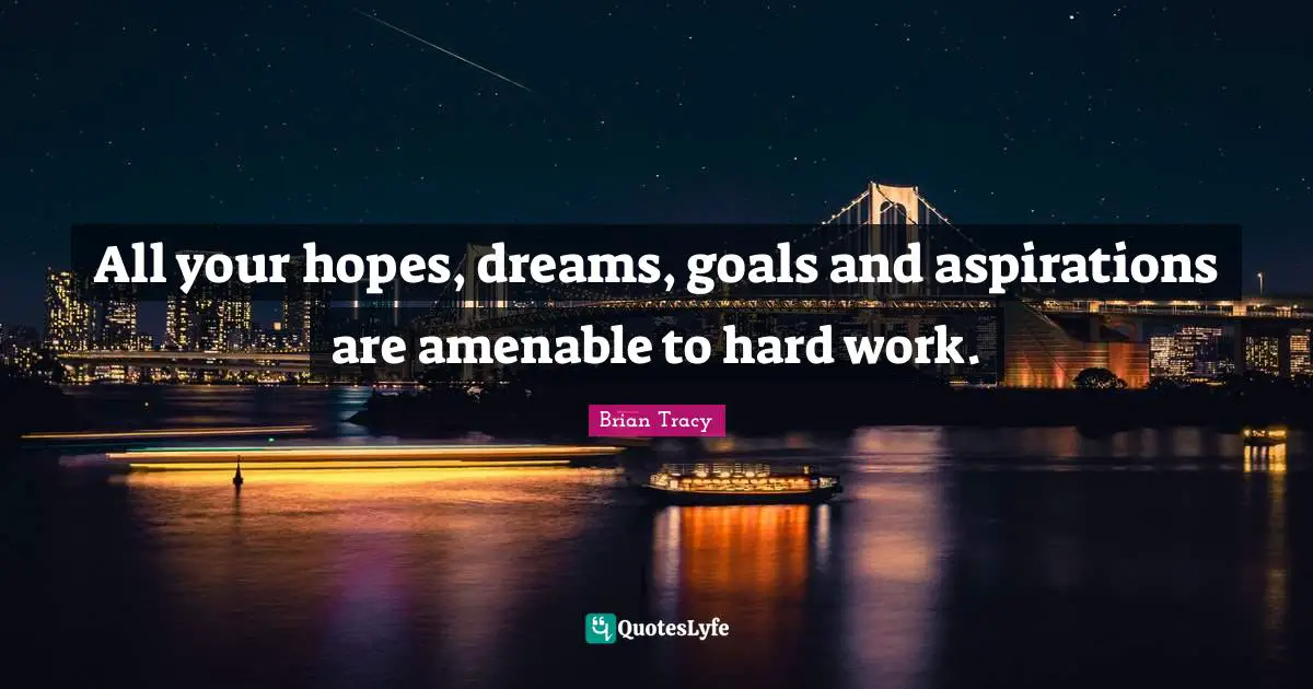 All your hopes, dreams, goals and aspirations are amenable to hard work.