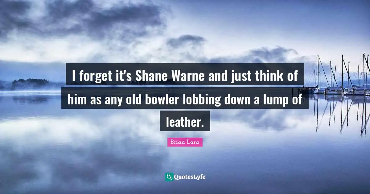 I forget it's Shane Warne and just think of him as any old bowler lobbing down a lump of leather.