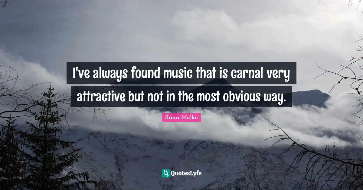 Brian Molko Quotes: "I've always found music that is carnal very attractive but not in the most obvious way."
