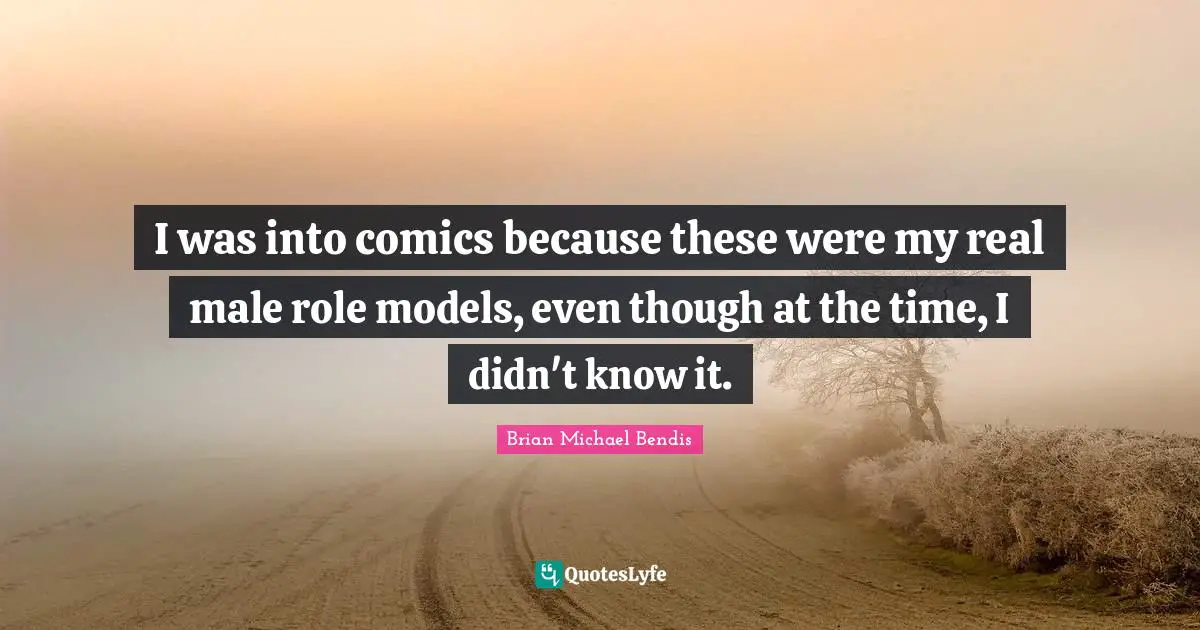 Brian Michael Bendis Quotes: "I was into comics because these were my real male role models, even though at the time, I didn't know it."
