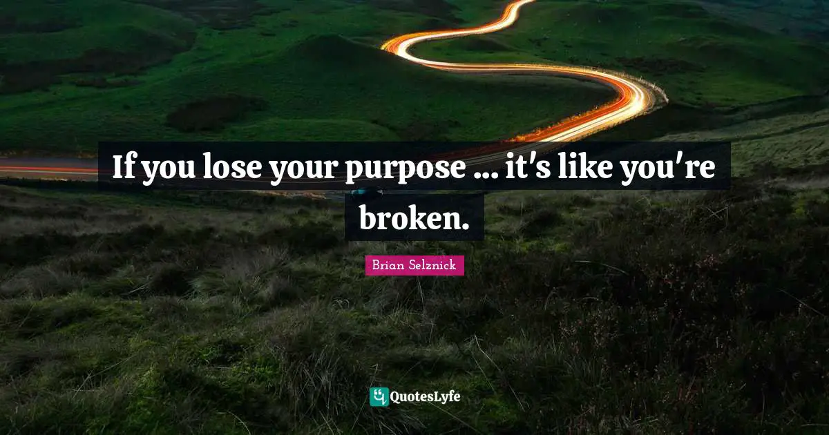 If you lose your purpose ... it's like you're broken.