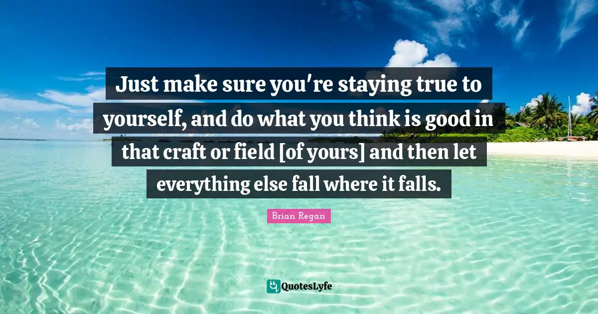 Brian Regan Quotes: "Just make sure you're staying true to yourself, and do what you think is good in that craft or field [of yours] and then let everything else fall where it falls."
