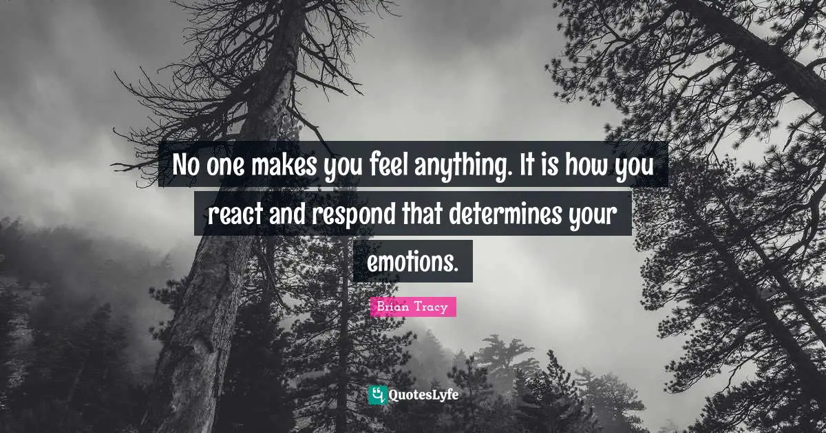 No one makes you feel anything. It is how you react and respond that determines your emotions.