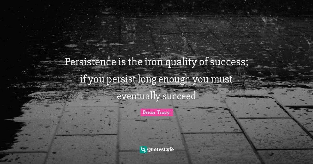 Persistence is the iron quality of success; if you persist long enough you must eventually succeed