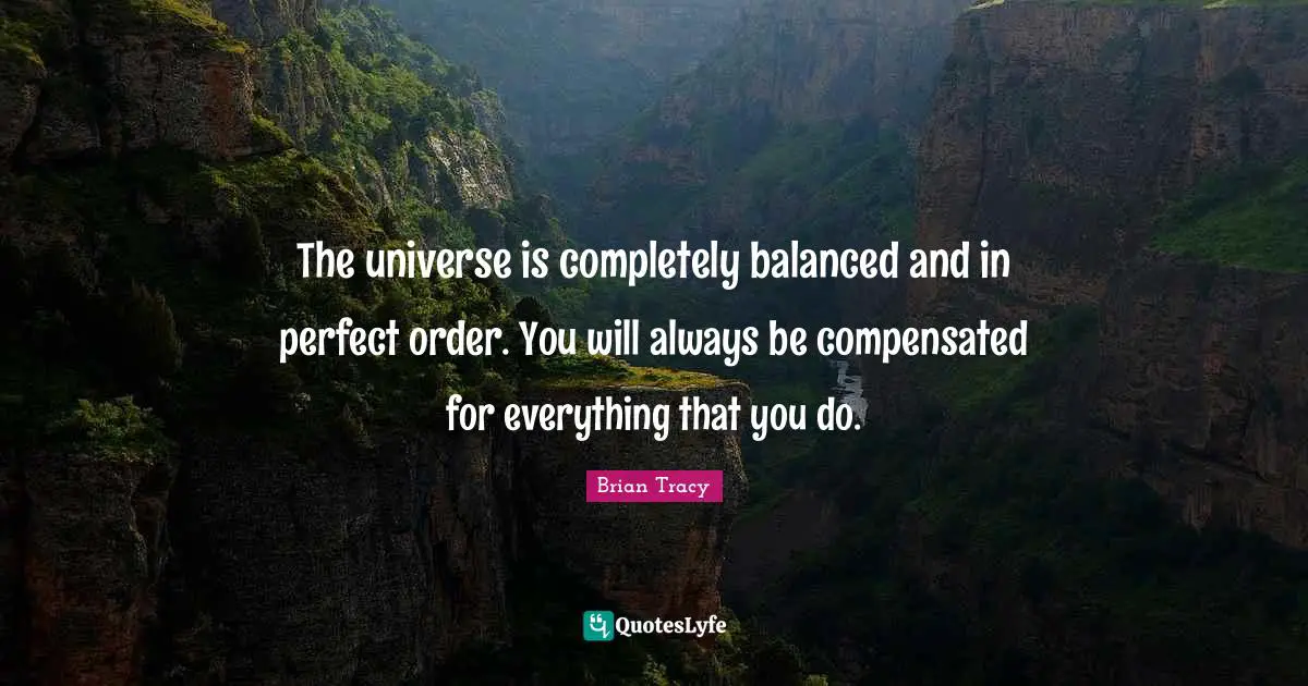 What Is Karma Quotes: "The universe is completely balanced and in perfect order. You will always be compensated for everything that you do."
