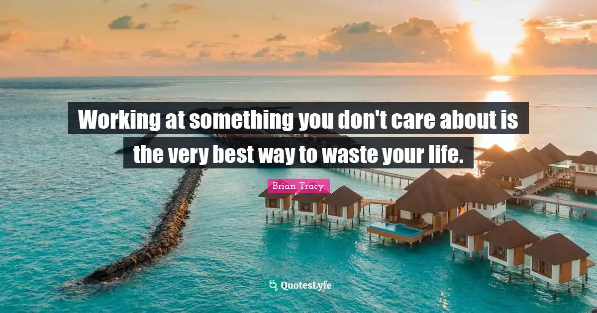 Working at something you don't care about is the very best way to waste your life.