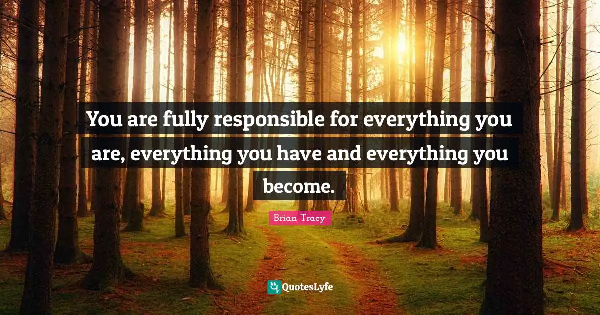 You are fully responsible for everything you are, everything you have and everything you become.