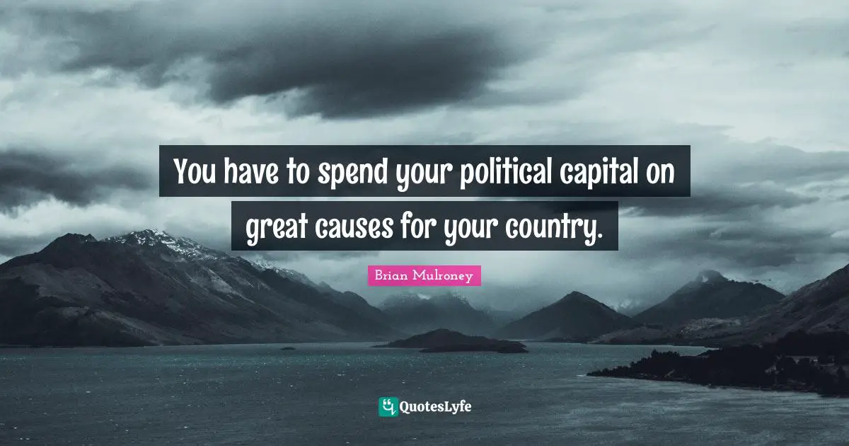 Brian Mulroney Quotes: "You have to spend your political capital on great causes for your country."