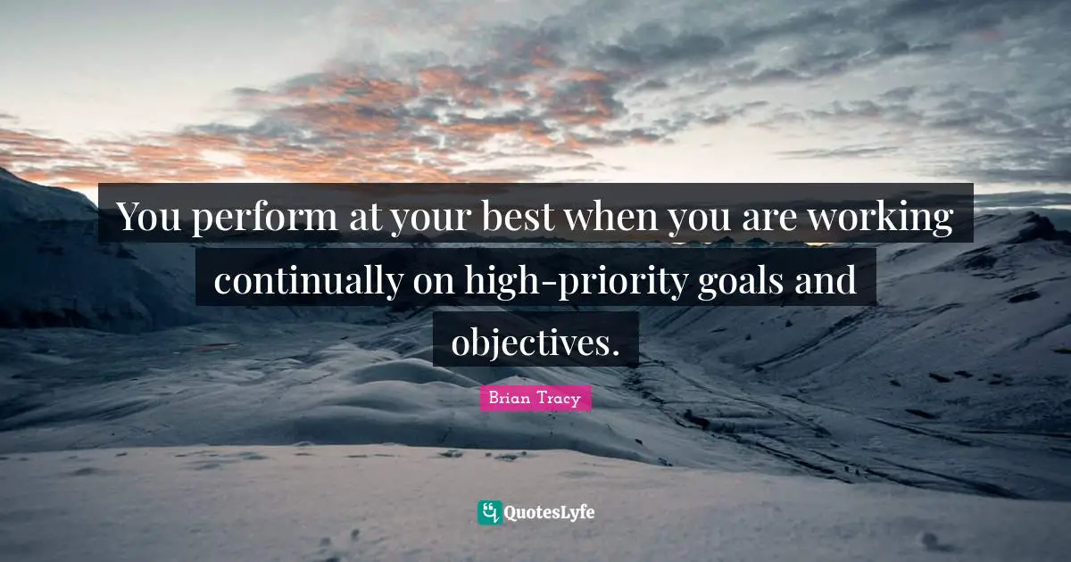 You perform at your best when you are working continually on high-priority goals and objectives.