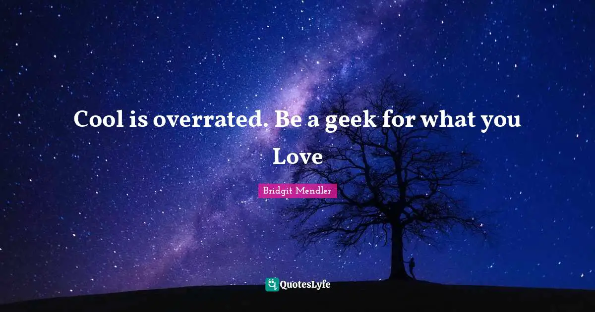 Cool is overrated. Be a geek for what you Love