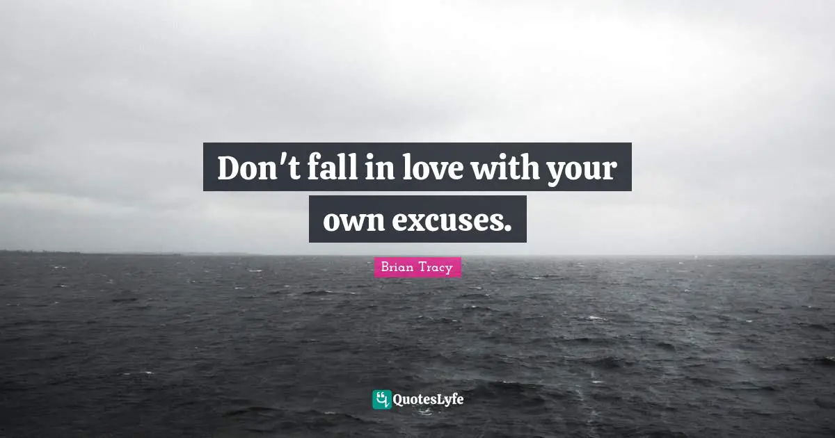 Don't fall in love with your own excuses.
