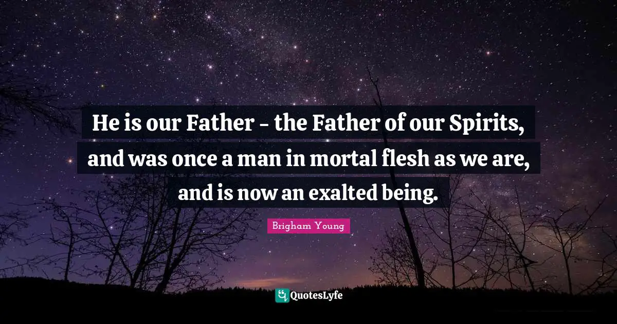 He is our Father - the Father of our Spirits, and was once a man in mortal flesh as we are, and is now an exalted being.