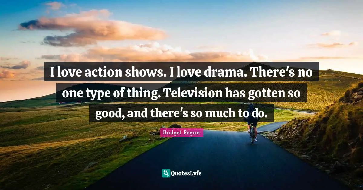 I love action shows. I love drama. There's no one type of thing. Television has gotten so good, and there's so much to do.