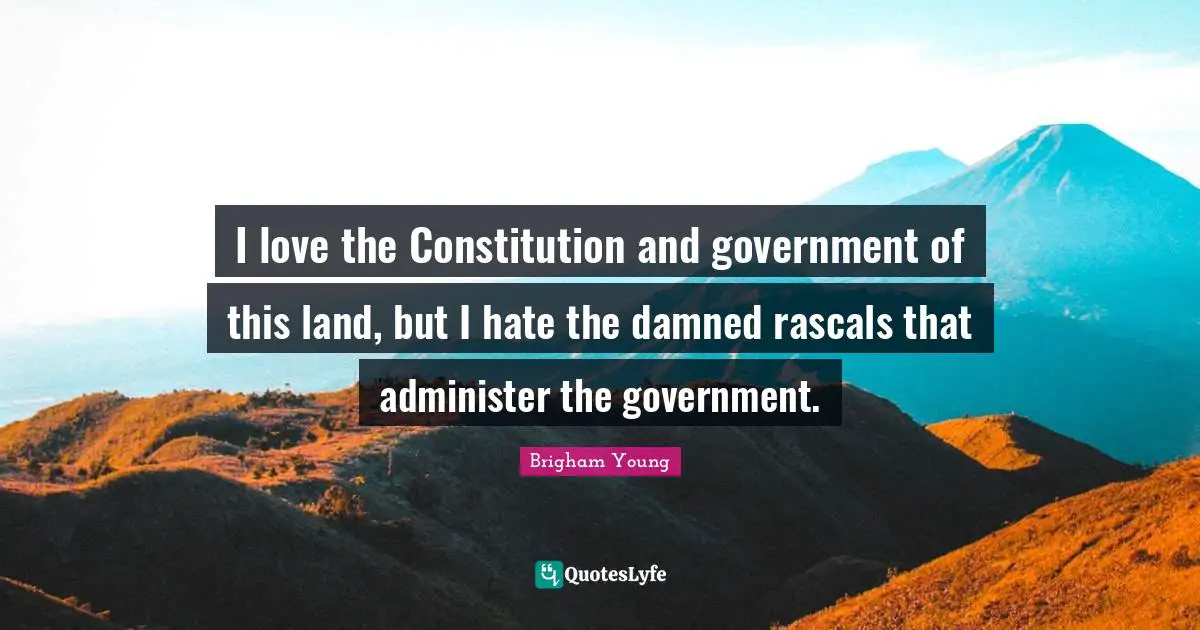 I love the Constitution and government of this land, but I hate the damned rascals that administer the government.