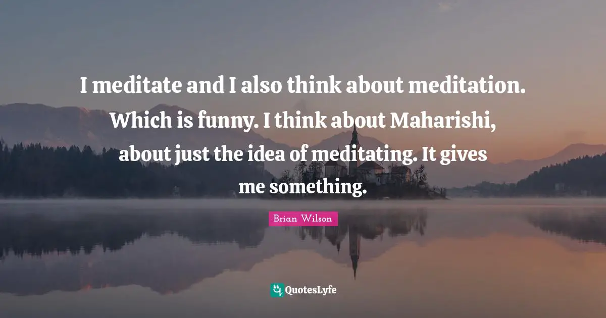 I meditate and I also think about meditation. Which is funny. I think about Maharishi, about just the idea of meditating. It gives me something.
