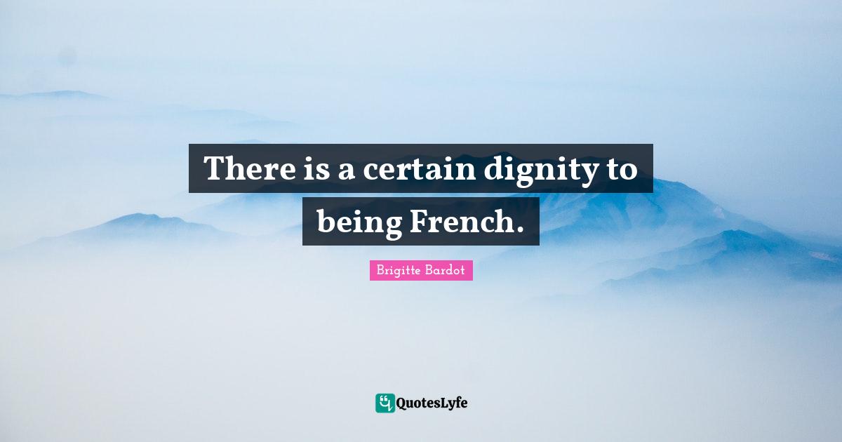 There is a certain dignity to being French.