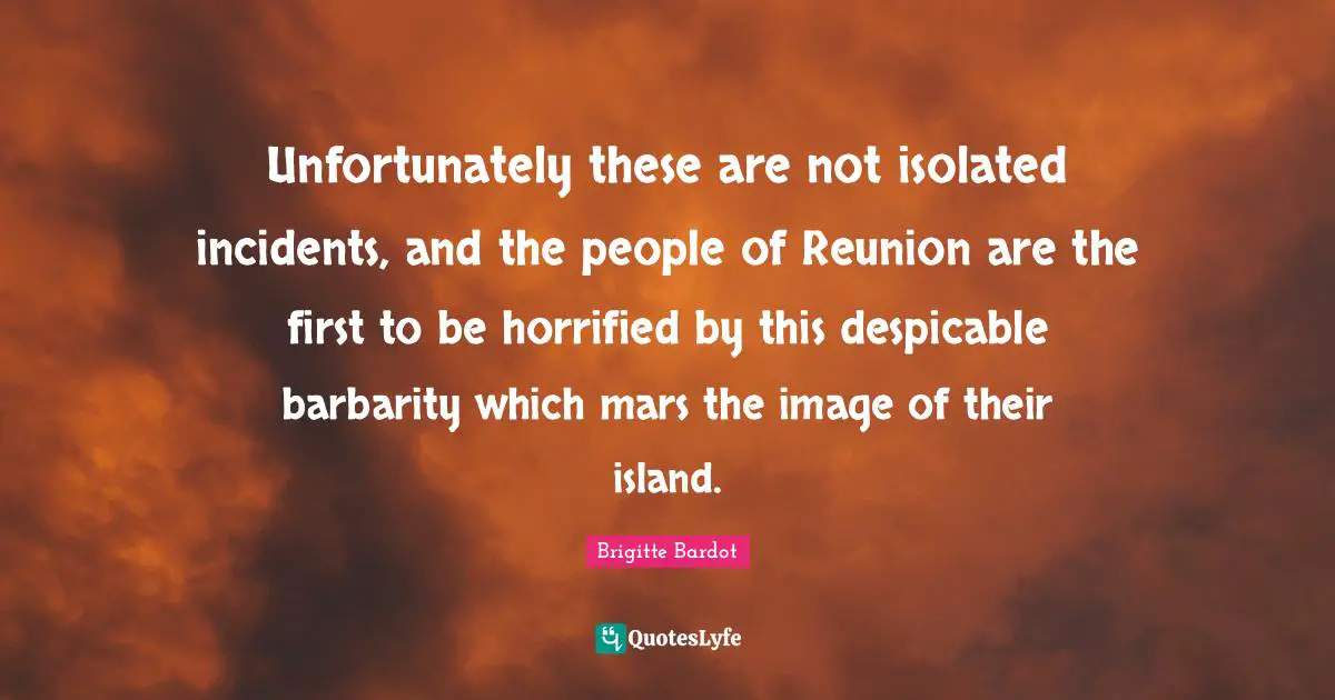 Despicable Quotes: "Unfortunately these are not isolated incidents, and the people of Reunion are the first to be horrified by this despicable barbarity which mars the image of their island."