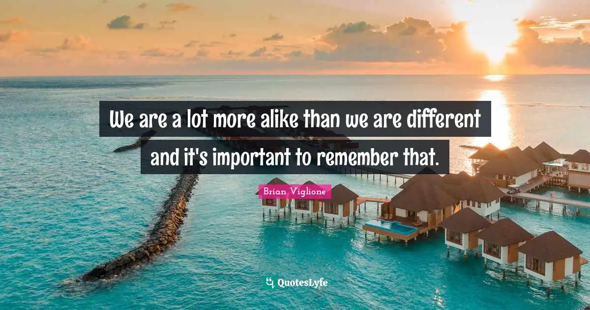 We are a lot more alike than we are different and it's important to remember that.