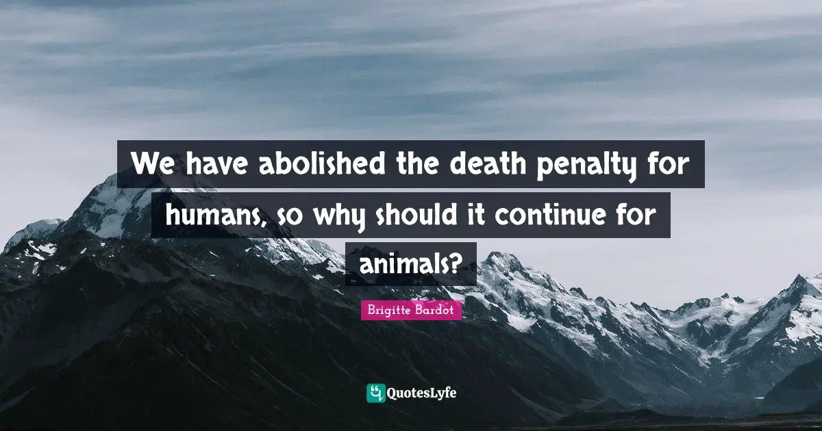 We have abolished the death penalty for humans, so why should it continue for animals?