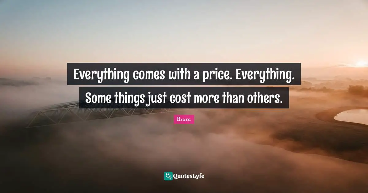 Everything comes with a price. Everything. Some things just cost more than others.