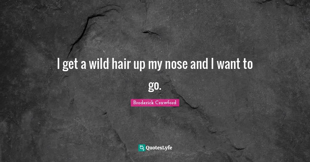 I get a wild hair up my nose and I want to go.