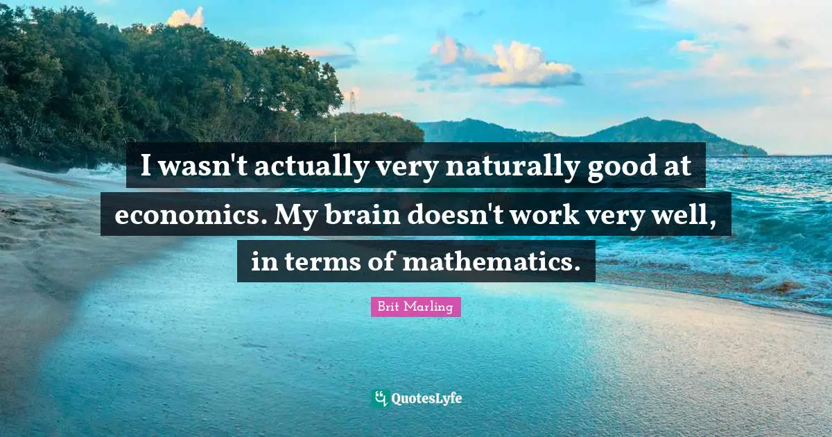 I wasn't actually very naturally good at economics. My brain doesn't work very well, in terms of mathematics.