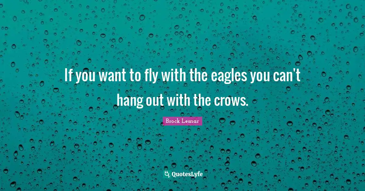 Brock Lesnar Quotes: If you want to fly with the eagles you can't hang out with the crows.