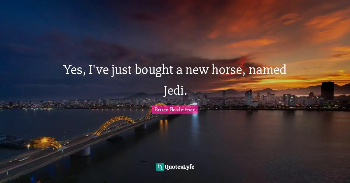 Yes, I've just bought a new horse, named Jedi.