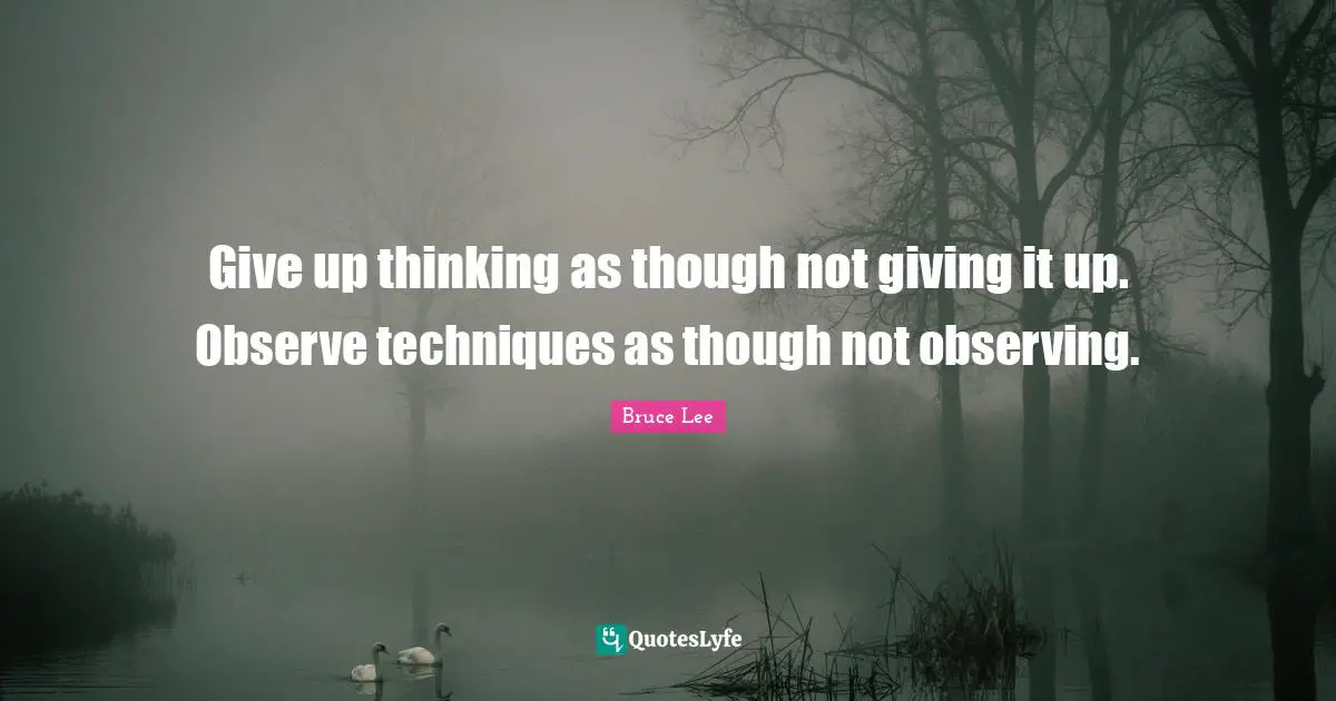 Give up thinking as though not giving it up. Observe techniques as though not observing.