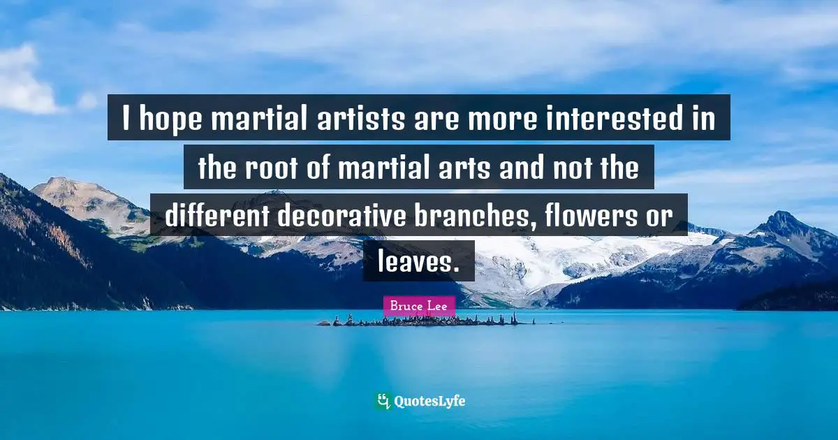 I hope martial artists are more interested in the root of martial arts and not the different decorative branches, flowers or leaves.