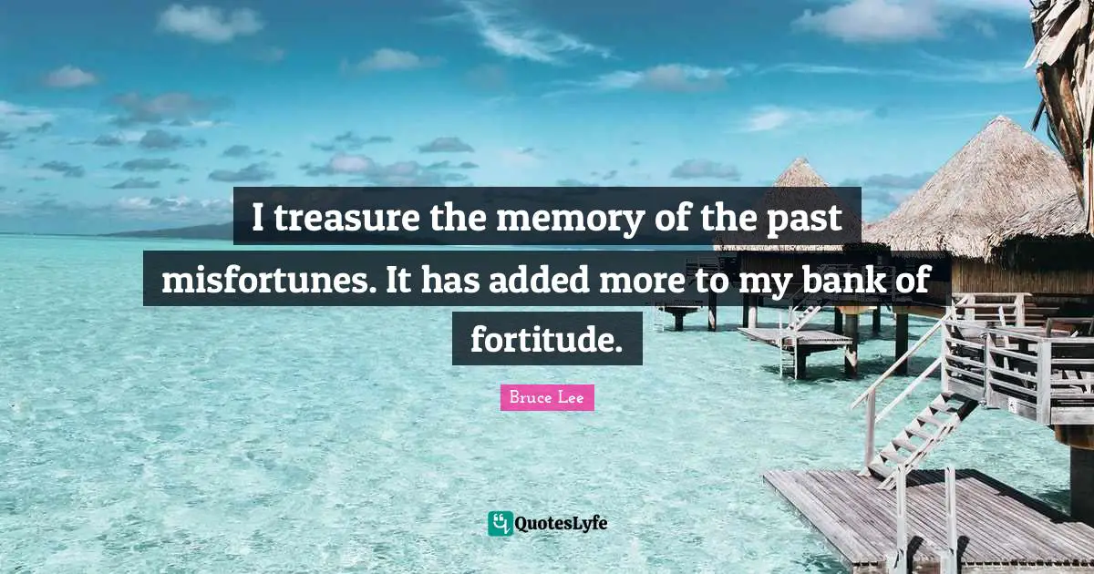 Misfortunes Quotes: "I treasure the memory of the past misfortunes. It has added more to my bank of fortitude."