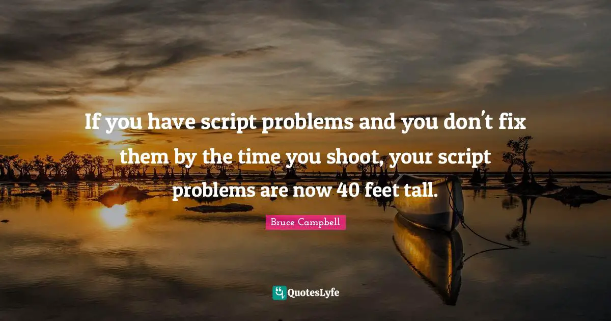 If you have script problems and you don't fix them by the time you shoot, your script problems are now 40 feet tall.