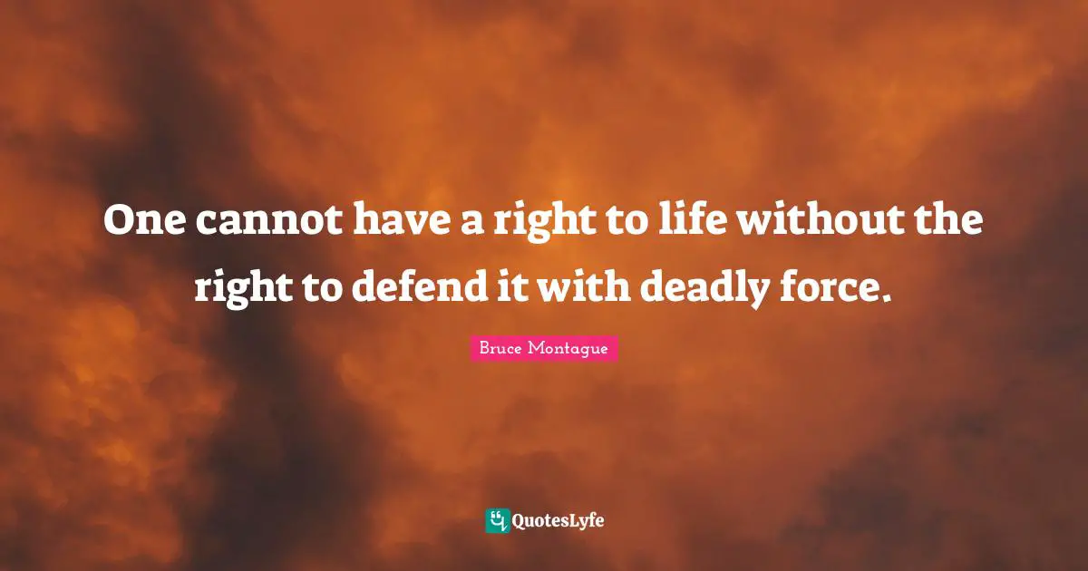 One cannot have a right to life without the right to defend it with deadly force.