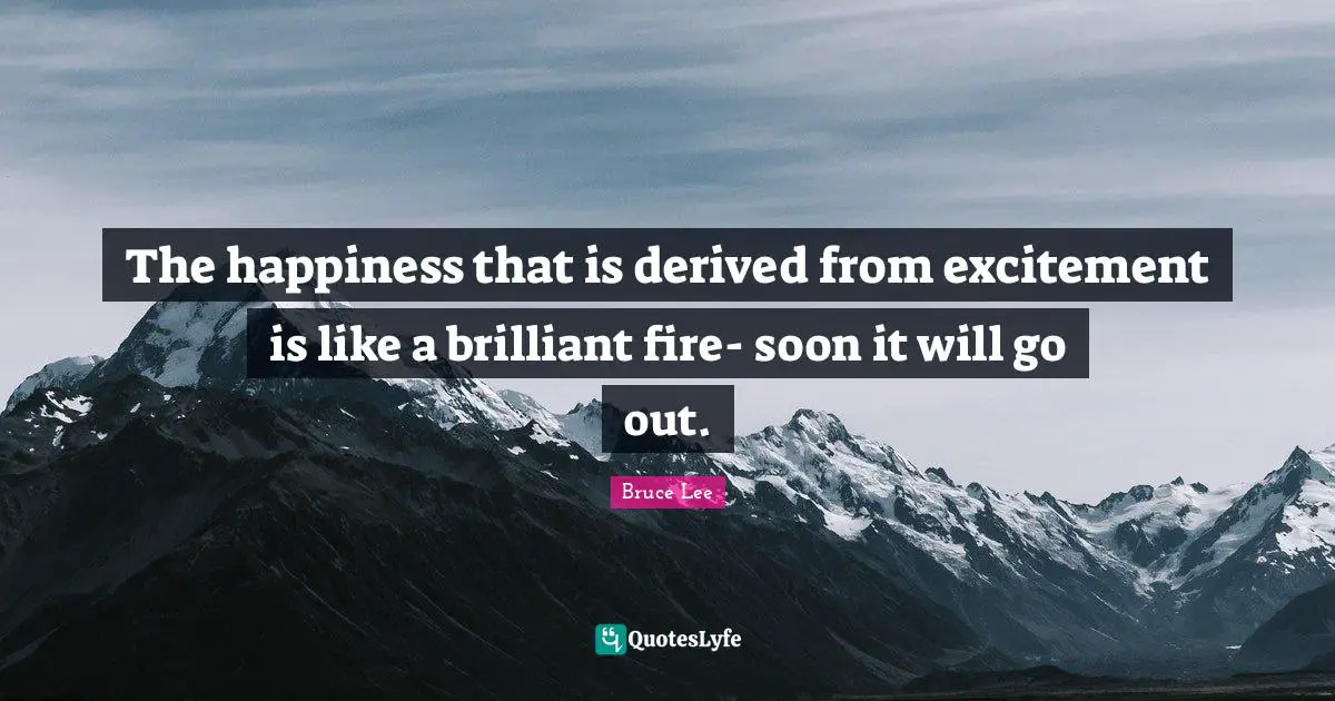 The happiness that is derived from excitement is like a brilliant fire- soon it will go out.